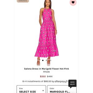RHODE Salena Maxi Dress in Hot Pink Marigold Floral